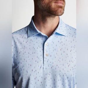 Peter Millar Golf Shirt Polo Summer Comfort Sailing Away Men Sz XL Blue